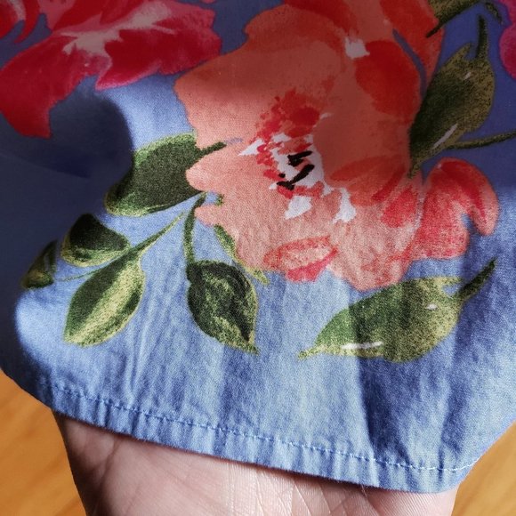 Talbots Floral Cotton Roll-tab Sleeve Blouse M - Picture 4 of 9